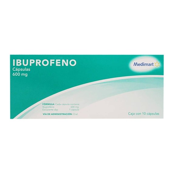 Ibuprofeno Medimart 600 mg, 10 cápsulas