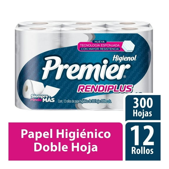 Papel Higiénico Premier rendiplus con 12 Rollos