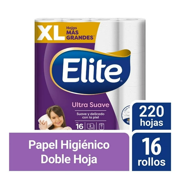 papel higiénico elite ultra suave xl 16 rollos con 220 hojas dobles cu
