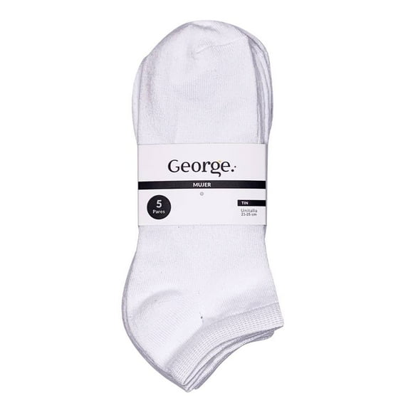 Tines George para Mujer, Blanco 5 Pares Unitalla