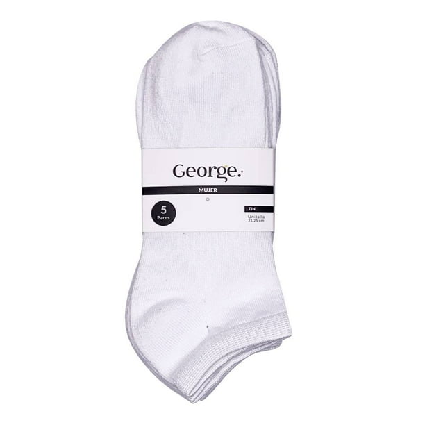 Tines George para Mujer, Blanco 5 Pares Unitalla