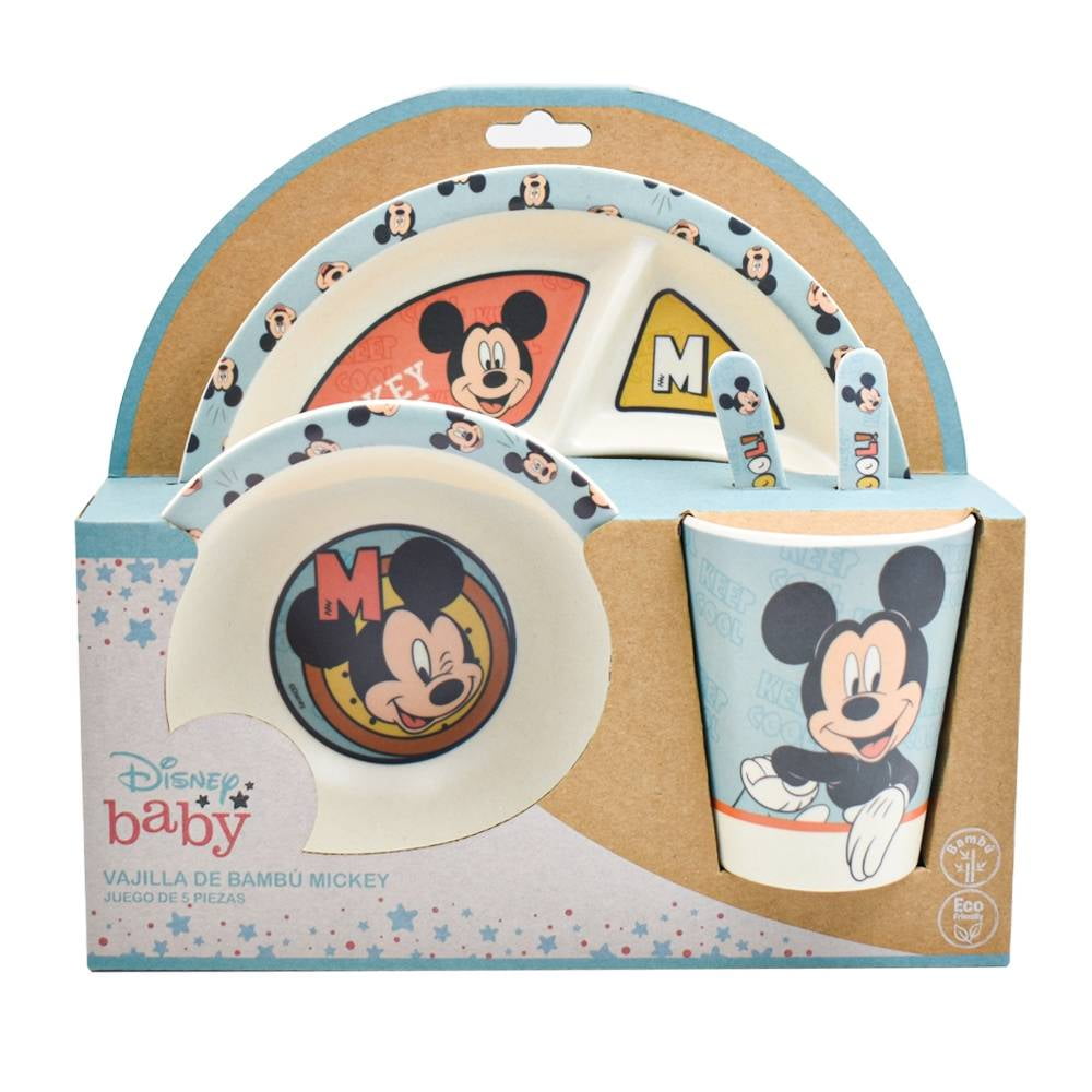 Vajilla de Bambú Fun Kids Disney Mickey Caritas Baby 5 Piezas
