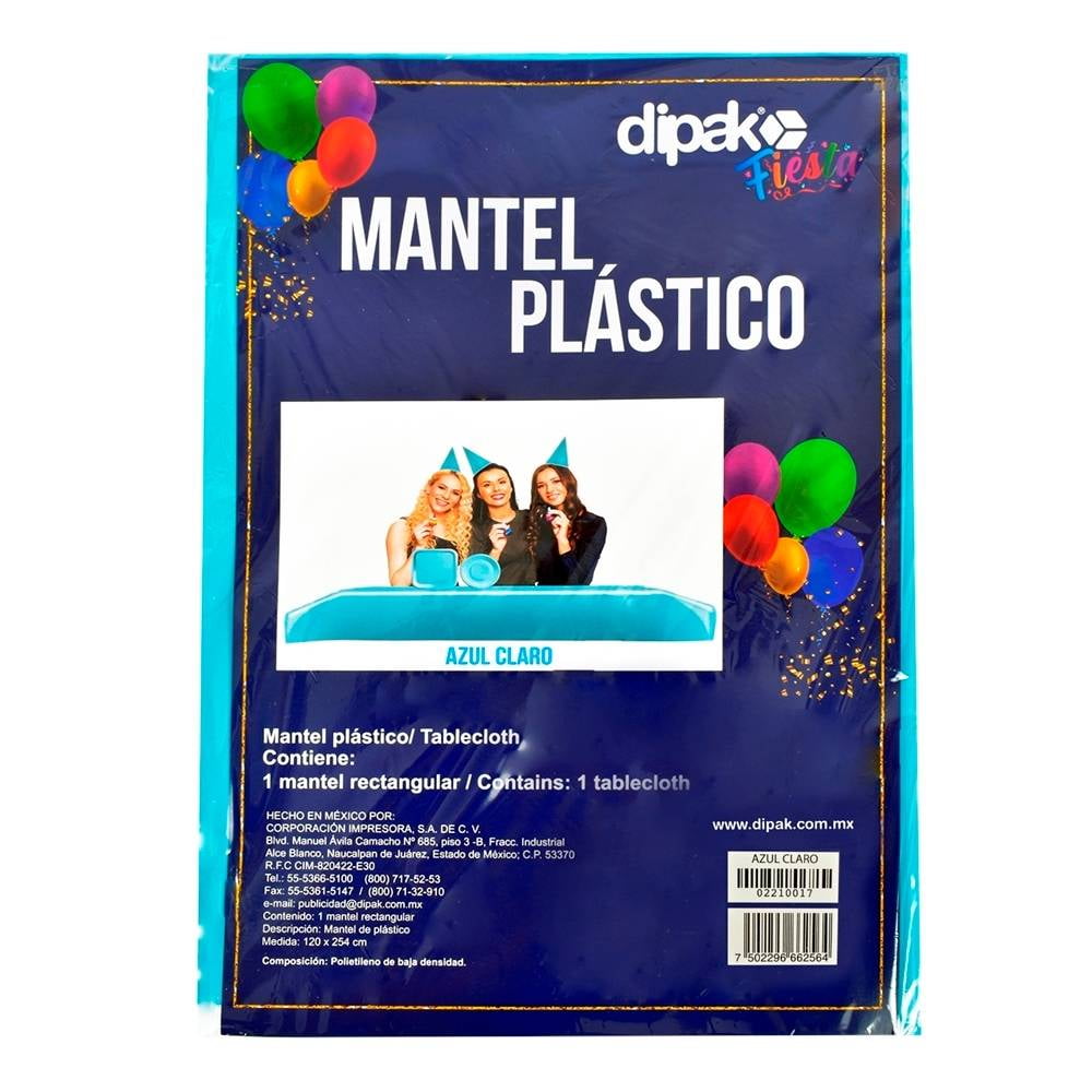 Mantel Plastico - Pvc - Línea Dots - Celeste (1,50 X 2,50 M)