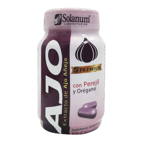 Suplemento alimenticio Solanum Premium extracto de ajo con perejil y  orégano cápsulas 60 pzas