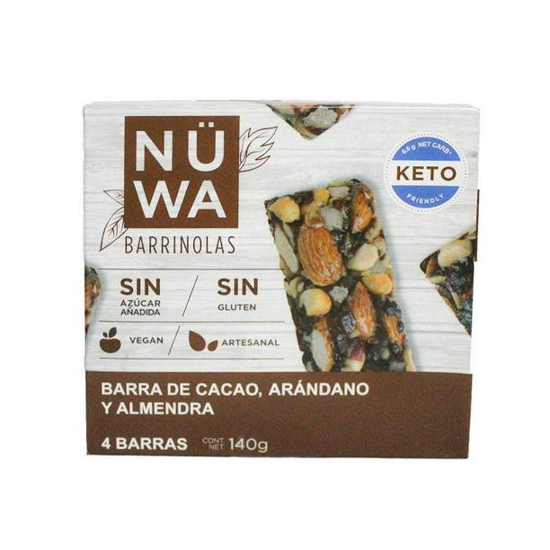 Barras Nüwa con almendra, cacao, arándano y menta 140 g