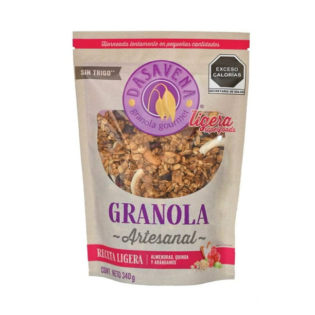 Granola Dasavena gourmet ligera con almendras quinoa y arándanos 340 g |  Walmart
