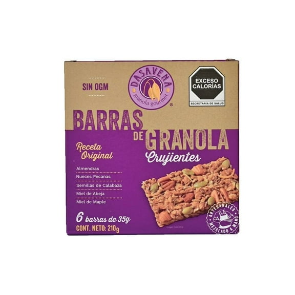 Barras de granola Dasavena receta original 6 pzas de 35 g c/u