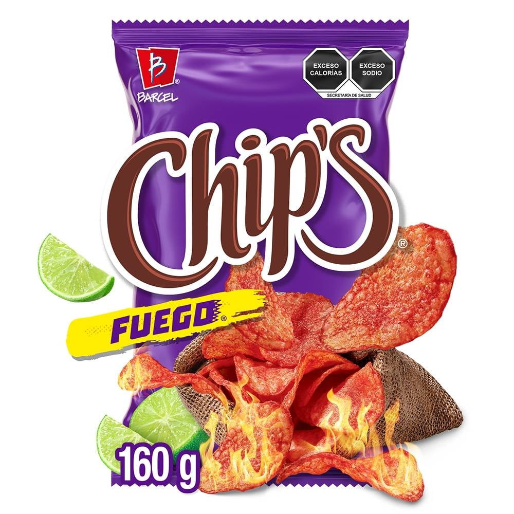 Papas fritas Barcel Chip's fuego sabor chile y limón 160 g || Bodega ...