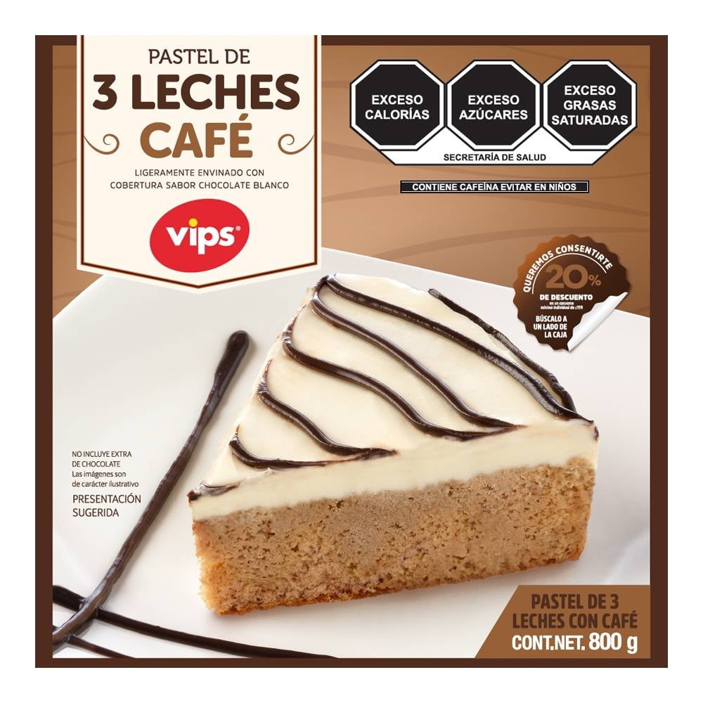 Pastel de 3 leches Vips con café 800 g | Walmart
