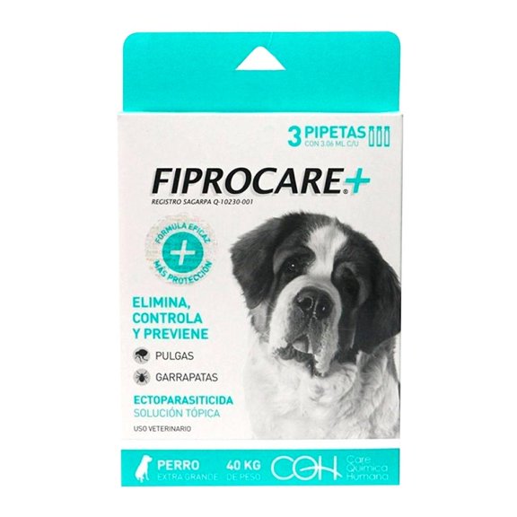 Pipeta para Antipulgas y Garrapatas Fiprocare Perros Extragrandes 3 Pzas de 3.06 ml c/u