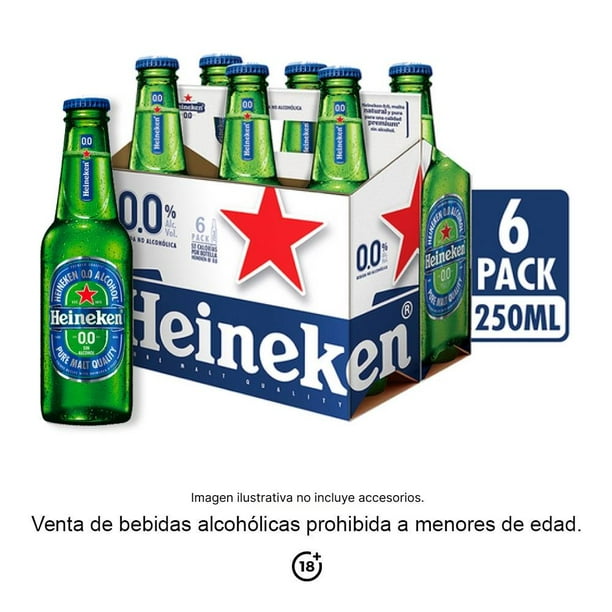 Cerveza Heineken sin alcohol 6 botellas de 250 ml c/u