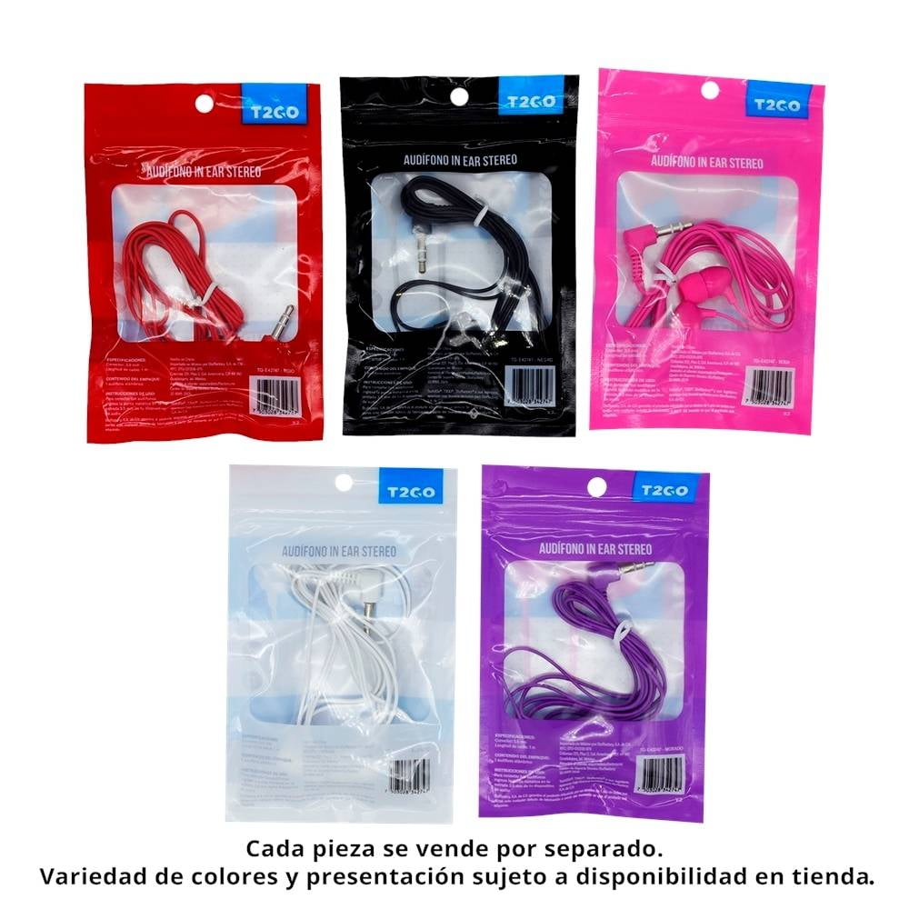 Aud fonos In Ear T2GO Varios Colores 1 Pieza Walmart