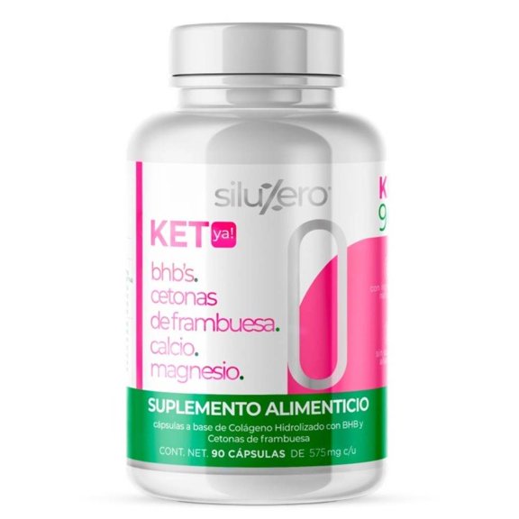 Suplemento alimenticio SiluZero Keto BHBs, Cetonas de Frambuesa, Calcio, Magnesio de 90 cápsulas 575 mg c/u