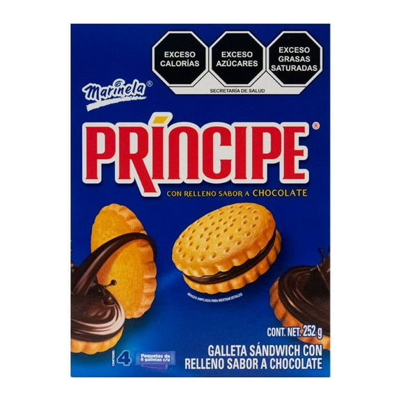 Galletas Príncipe Marinela con relleno sabor a chocolate 252 g