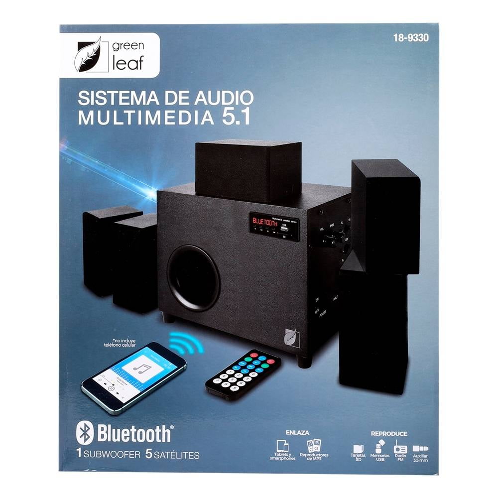 Sistema de Audio Green Leaf Multimedia 5.1 Negro 6 Piezas