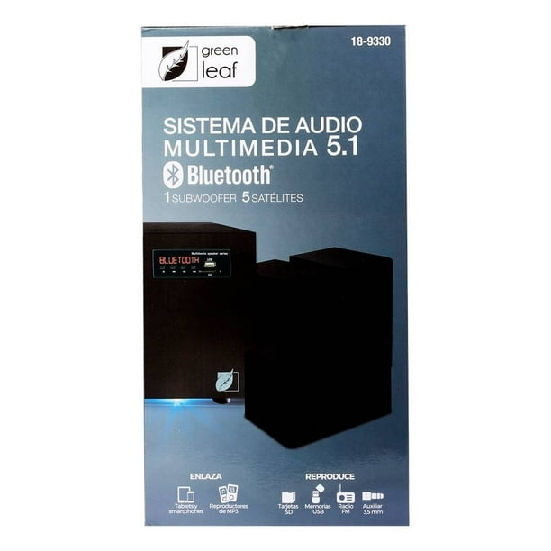 Sistema de Audio Green Leaf Multimedia 5.1 Negro 6 Piezas