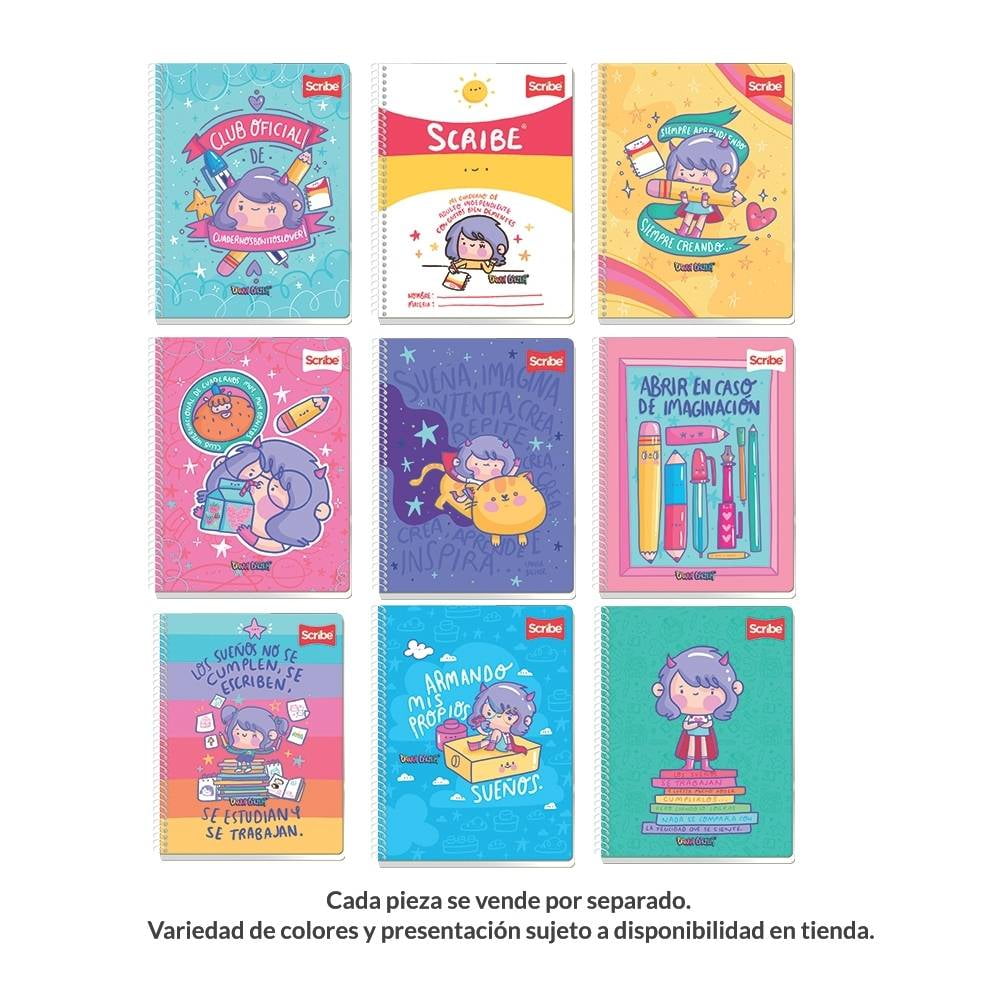 Cuaderno Scribe Super Girl Espiral 90 Hojas Cuadro Chico Varios