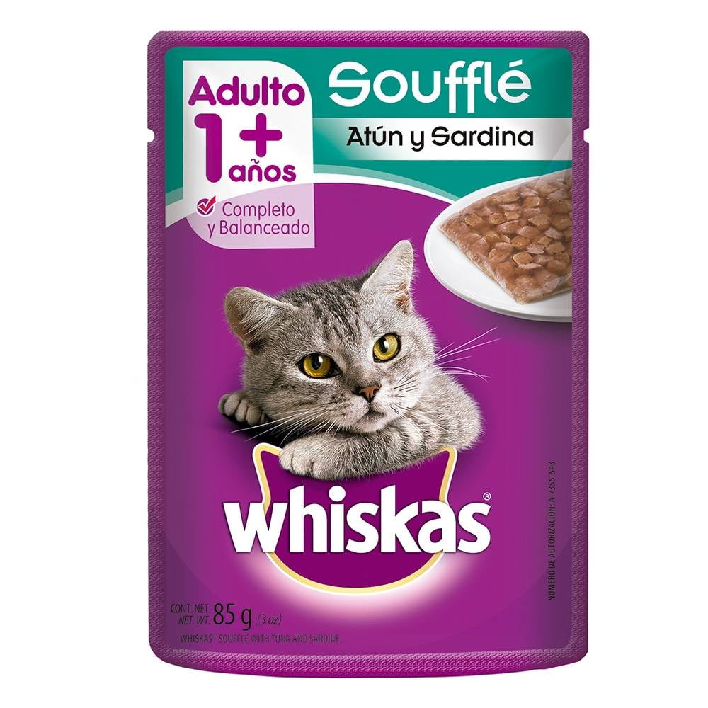 Alimento para Gato Whiskas Adulto Soufflé Atún y Sardina 85 g