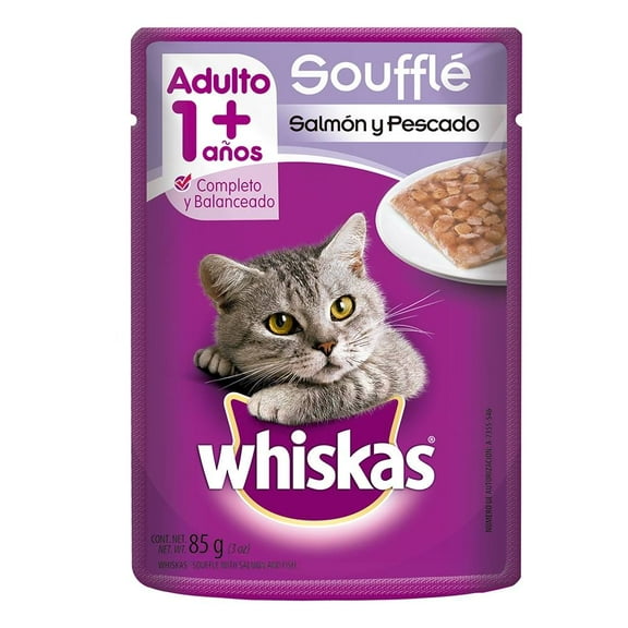 Alimento para Gato Whiskas Adulto Soufflé Salmón y Pescado 85 g