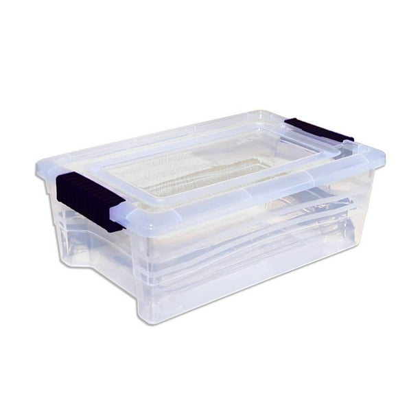 Caja organizadora plastica 8gal transparente con tapa negra
