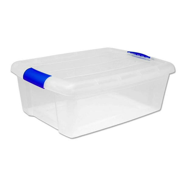 carga historia eficientemente Caja de Plástico Joy Azul Tapa con Broches 15 L | Walmart