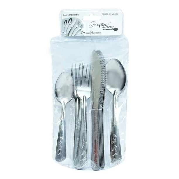 Set De Cubiertos 24 Pzas Cubertería En Acero Inoxidable Tenedor Cuchillo  Cuchara con Ofertas en Carrefour