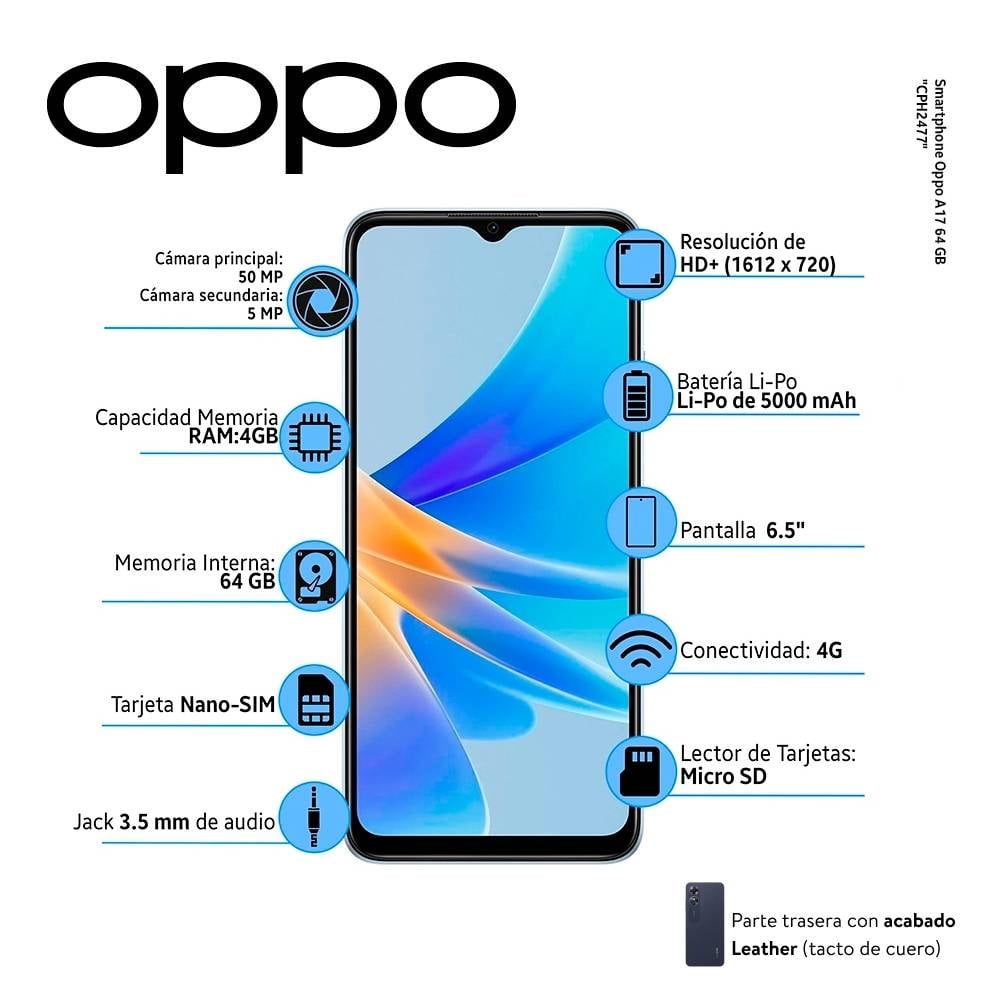 OPPO A17 64GB + Earphones con Entel: Promociones, Características y Precios