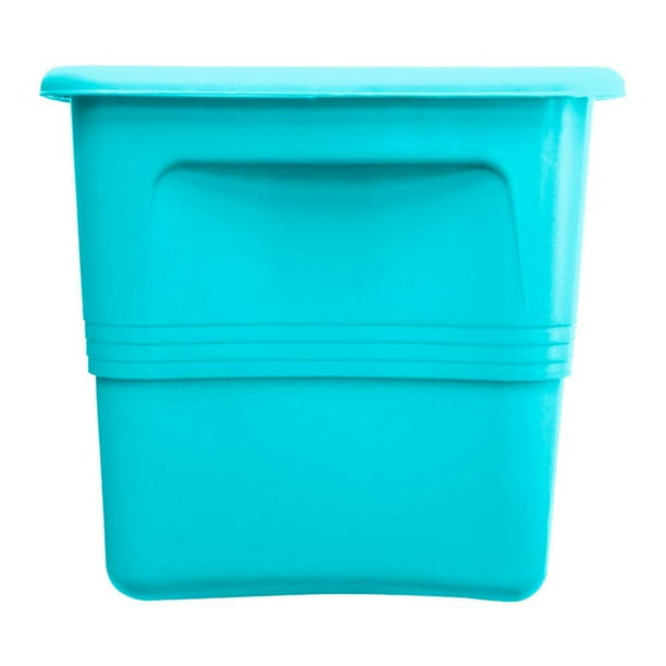 Denox - Caja transparente Eurobox 38 litros con tapa azul. (Lote