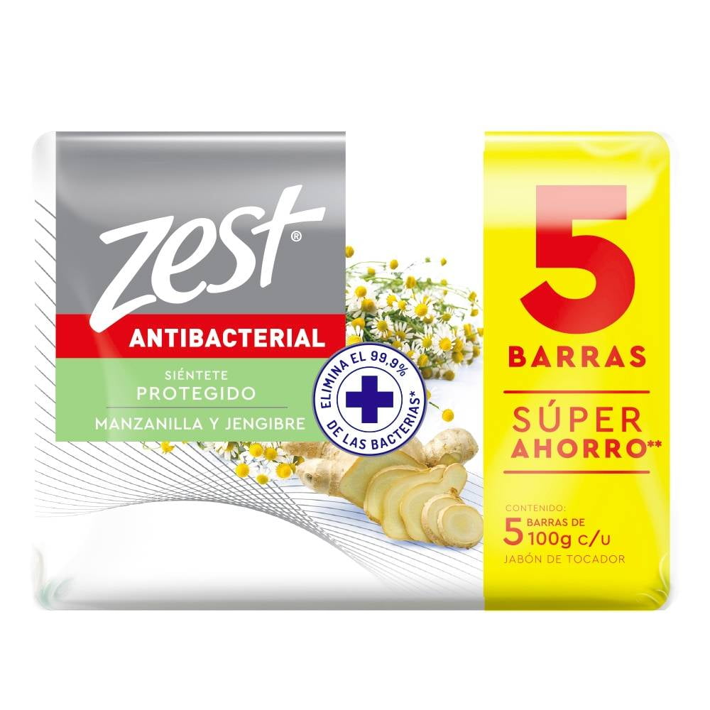 Jabón De Tocador Zest Antibacterial Manzanilla Y Jengibre 5 Barras De 100 G Cu Walmart 7528