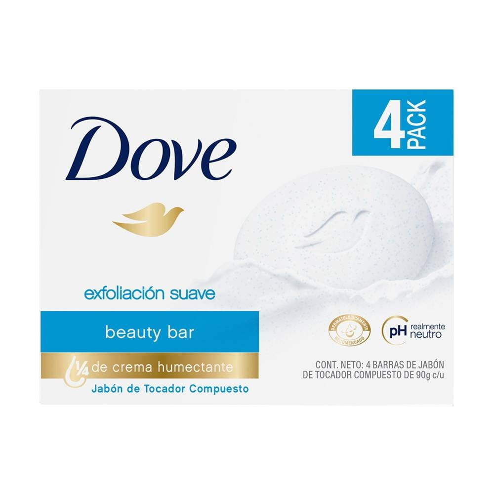 Jabón de tocador Dove compuesto exfoliación suave beauty bar 4 pzas de 90 g c/u