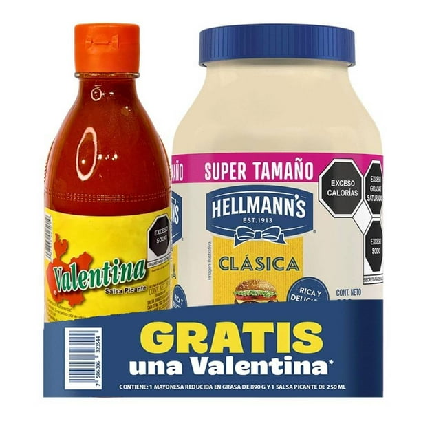 Mayonesa Hellmann's clásica 890 g + 1 salsa picante valentina 250 ml