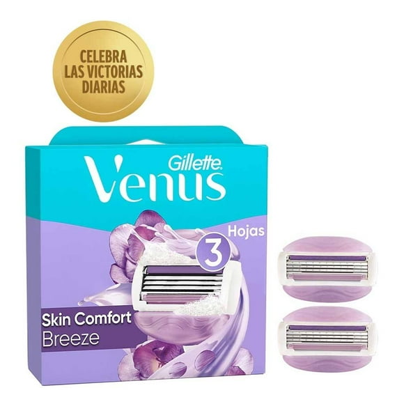 Cartucho de rastrillo Gillette Venus Breeze para Mujer con barras humectantes 2 pzas