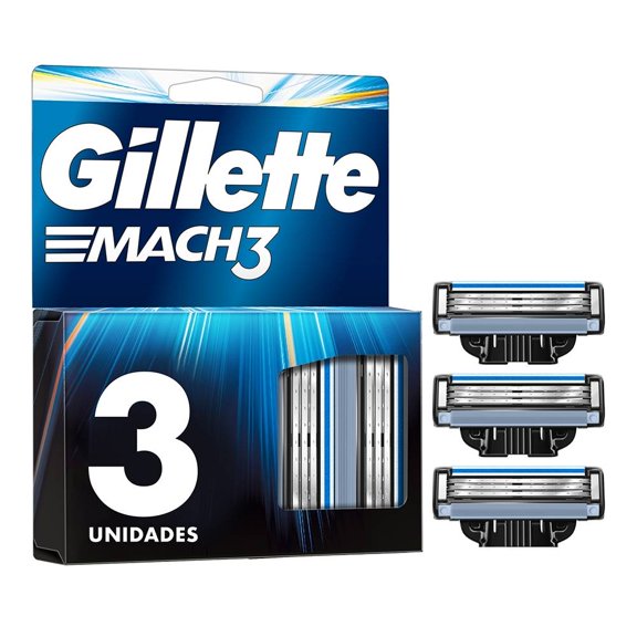 Cartucho de rastrillo Gillette Mach3 con 3 hojas para rasurar al ras, 3 pzas