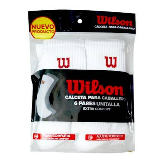 Calcetas Wilson para Hombre, Extra Confort Blanco 6 Pares Unitalla