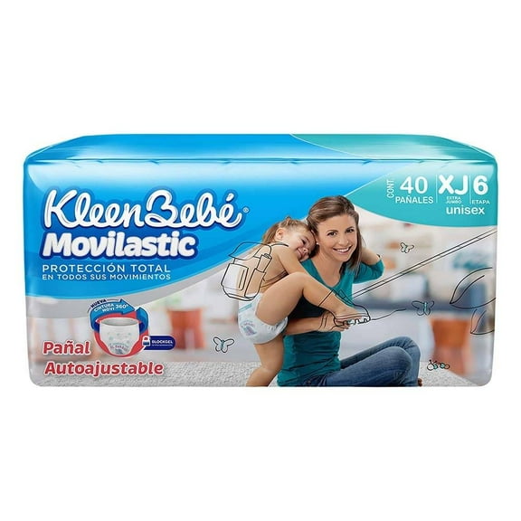 Pañales Kleenbebé Movilastic etapa 6 talla extra jumbo unisex 40 piezas