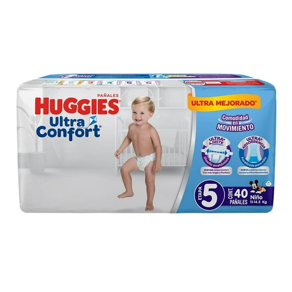 Pañales Huggies UltraConfort etapa 5 niño 40 piezas