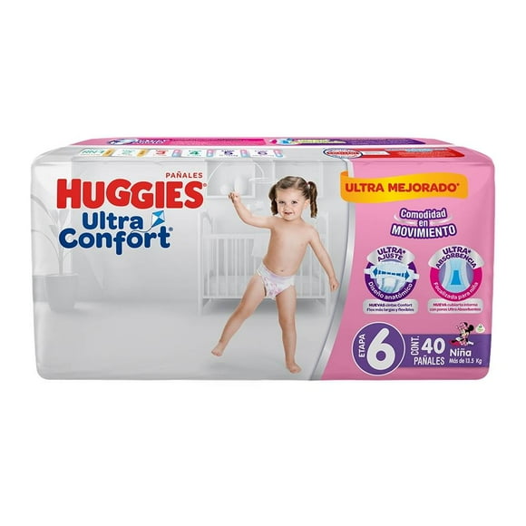 Pañales Huggies UltraConfort etapa 6 niña 40 piezas