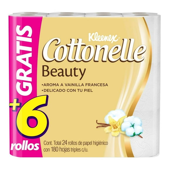 papel higiénico kleenex cottonelle beauty 24 rollos