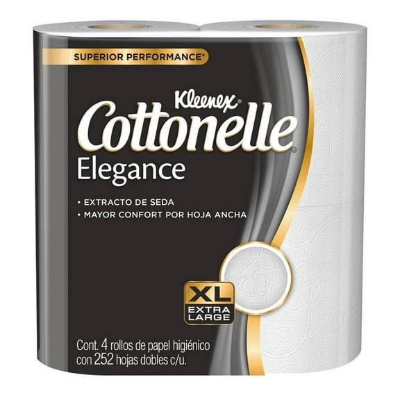 papel higiénico kleenex cottonelle elegance 4 rollos con 252 hojas dobles cu