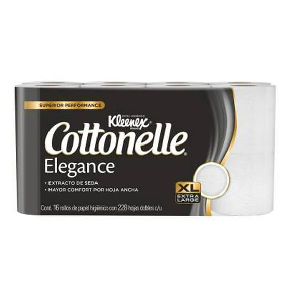 papel higiénico kleenex cottonelle elegance 16 rollos con 228 hojas dobles cu