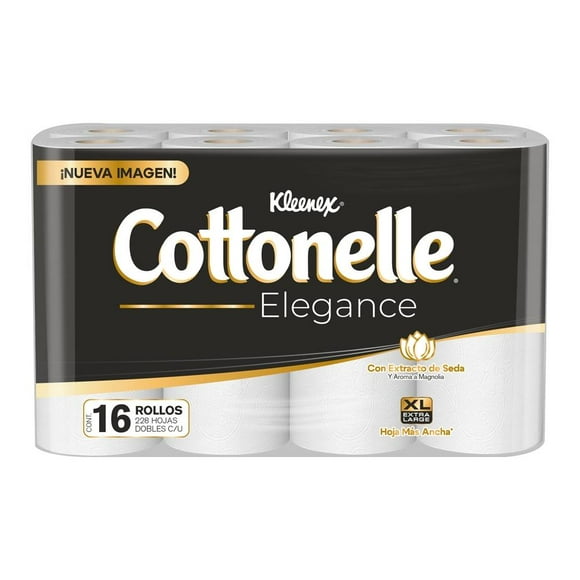 Papel higiénico Kleenex Cottonelle Elegance 16 rollos con 228 hojas dobles c/u