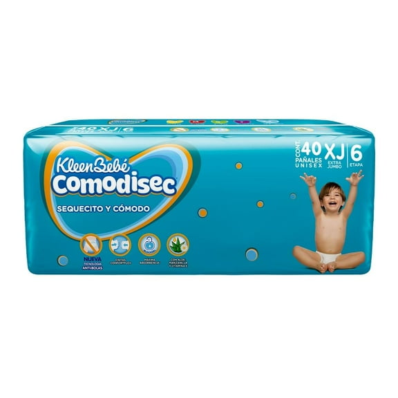 Pañales Kleenbebé Comodisec etapa 6 talla extra jumbo unisex 40 piezas