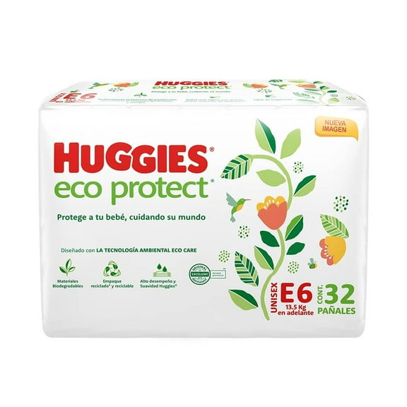 Pañales Huggies Ecoprotect etapa 6 con 32 piezas