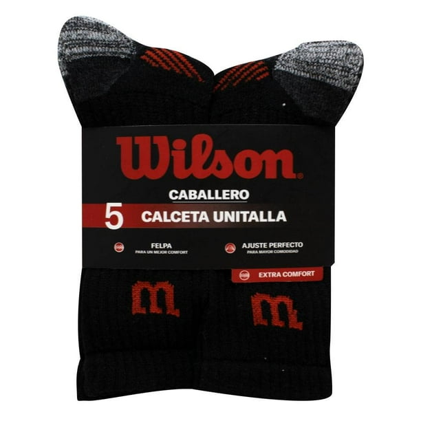 Calcetas Wilson para Hombre, Paquete de 5 pzas Negro Unitalla