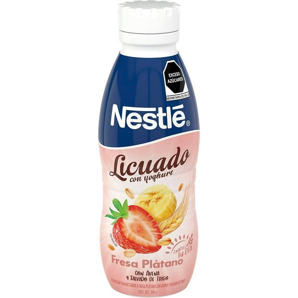 Licuado con yoghurt Nestlé fresa plátano con avena y salvado de trigo 500 g