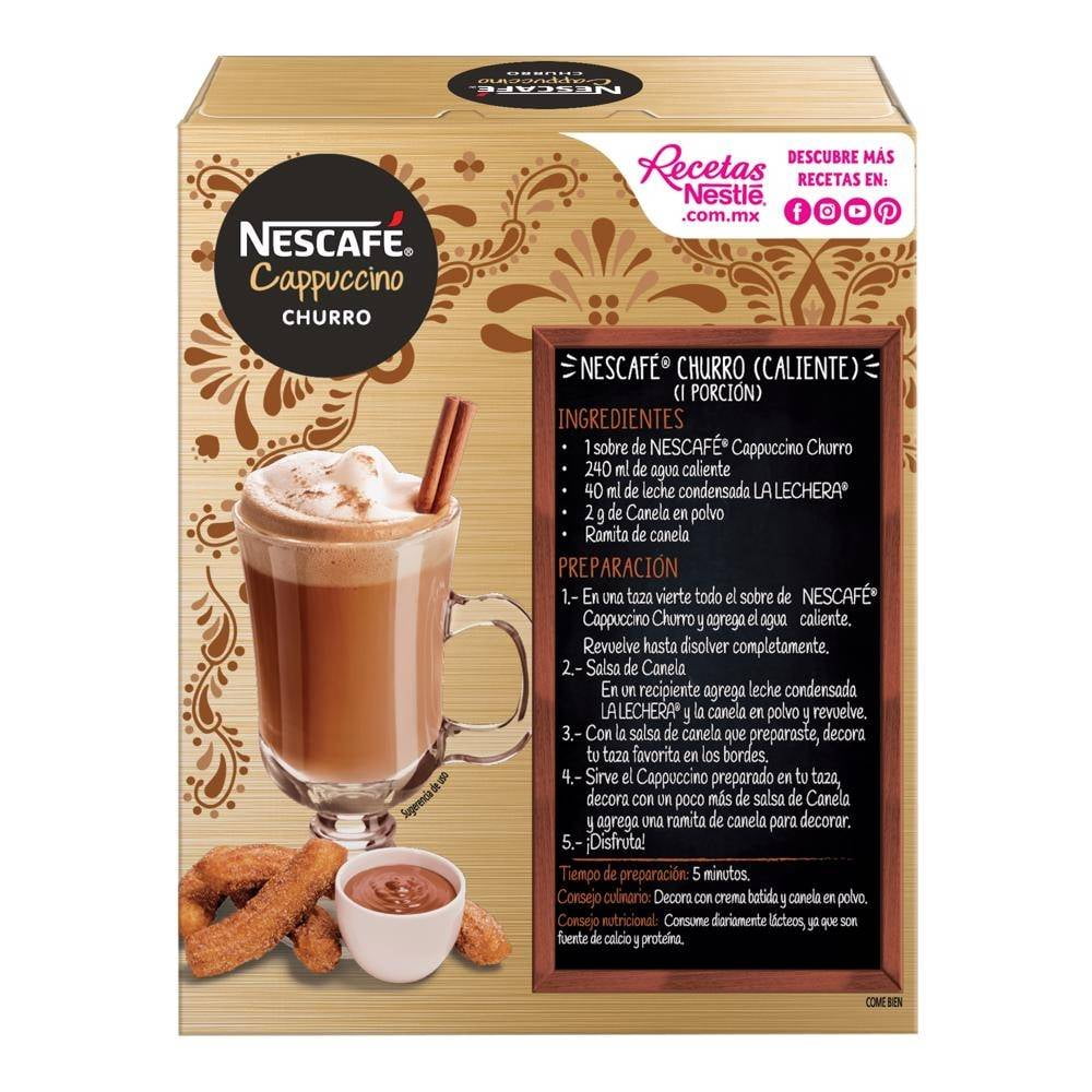 Mezcla en polvo para preparar café Nescafé cappuccino sabor churro 6 sobres  de 20 g c/u | Walmart