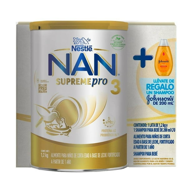 Alimento para niños NAN 3 Supreme Pro a partir de 1 año lata de 1.2 kg + 1  shampoo de 200 ml