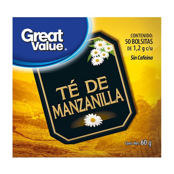 Té Great Value manzanilla 50 pzas