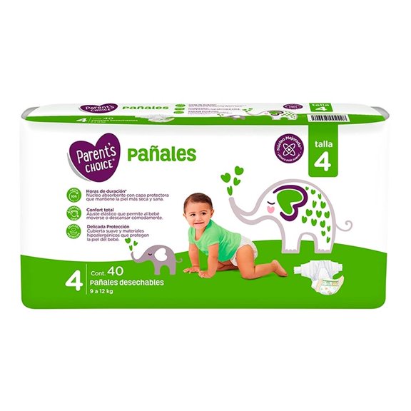 Pañales Parent's Choice talla 4 unisex 40 piezas