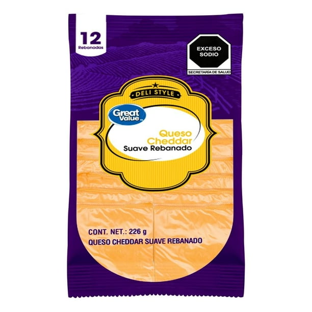 Queso Great Value rebanadas cheddar 226 g      